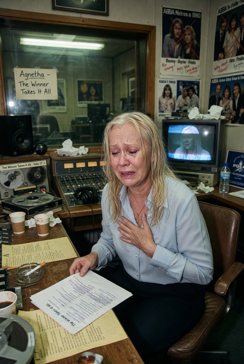 The heartbreaking reality inside the studio: Was "The Winner Takes It All" psychological torture for Agnetha Fältskog? ( tạo ảnh kiểu rõ mặt nhân vật tuổi ở hiện tại, cảm xúc mạnh )