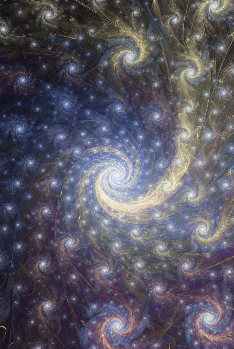 A digital fractal art image of an infinite recursive pattern with swirling lines and color transitions, symbolizing endless looping and home.