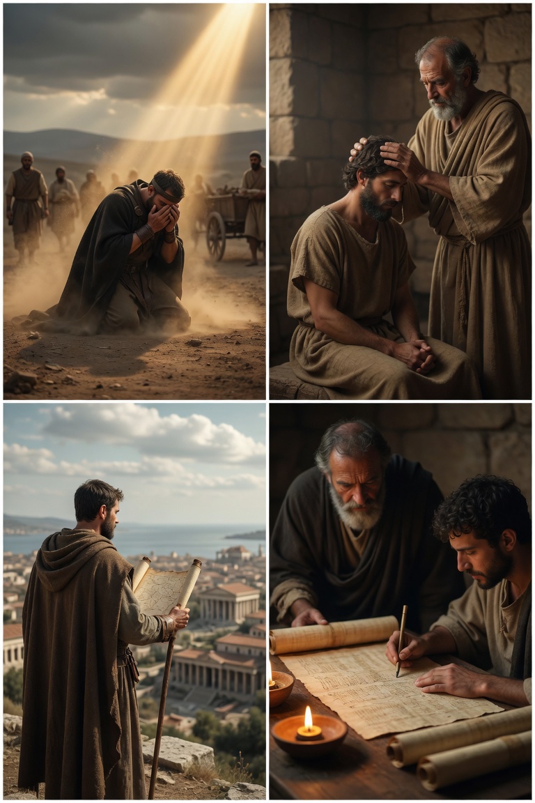 tạo 4 bức ảnh liên quan đến nhau có trong nội dung dưới đây El apóstol Pablo: el perseguidor que terminó transformando el cristianismo Pocas figuras han marcado tanto la historia del cristianismo como el apóstol Pablo. Resulta paradójico que el hombre que durante años persiguió a los primeros seguidores de Jesús terminara convirtiéndose en uno de los principales difusores de su mensaje y en el autor al que tradicionalmente se atribuyen trece de los veintisiete libros del Nuevo Testamento. Sin embargo, su trayectoria sigue despertando preguntas: nunca acompañó a Jesús durante su ministerio público, no formó parte del grupo original de los Doce y, aun así, su influencia teológica ha sido decisiva durante casi dos mil años. De perseguidor de cristianos a discípulo de Cristo Antes de su conversión, Pablo —conocido entonces como Saulo de Tarso— era un fariseo profundamente comprometido con la Ley judía. Consideraba que el naciente movimiento cristiano representaba una amenaza para la tradición religiosa de Israel y colaboraba activamente con las autoridades en la persecución de quienes seguían a Jesús. Todo cambió durante el viaje hacia Damasco. Según el relato de los Hechos de los Apóstoles, una intensa manifestación de Cristo resucitado interrumpió su camino. La experiencia lo dejó temporalmente ciego, pero transformó por completo su vida. A partir de ese momento abandonó la persecución de los cristianos y comenzó un proceso de conversión que redefiniría el futuro de la Iglesia. En Damasco fue recibido por Ananías, quien, obedeciendo una revelación divina, le impuso las manos para devolverle la vista. Después recibió el bautismo e inició inmediatamente la predicación del Evangelio. ¿Cómo pudo ser considerado apóstol? Una de las principales objeciones que suele plantearse es que Pablo nunca convivió con Jesús antes de la crucifixión. Sin embargo, la tradición cristiana sostiene que su encuentro con Cristo resucitado le otorgó la autoridad apostólica. En el libro de los Hechos se indica que uno de los requisitos para integrar el grupo apostólico era haber sido testigo de la resurrección. Pablo afirmaba cumplir esa condición porque aseguraba haber visto personalmente al Señor glorificado. Para él, aquella experiencia no fue simplemente una visión, sino el fundamento mismo de toda su misión evangelizadora. Por esa razón insistía en que su autoridad no provenía de otros hombres ni de una formación recibida por parte de los primeros discípulos, sino directamente de Jesucristo. Un evangelio recibido por revelación En varias de sus cartas, especialmente en la dirigida a los Gálatas, Pablo sostiene que el mensaje que predicaba no le fue enseñado por ningún ser humano. Según su propio testimonio, Cristo continuó revelándosele después del episodio de Damasco, orientándolo sobre la misión que debía cumplir entre los pueblos no judíos. Esta afirmación fue objeto de debate desde los primeros siglos, ya que algunos cuestionaban la legitimidad de un apóstol que no había compartido la vida cotidiana de Jesús. No obstante, Pablo defendió constantemente que su llamado tenía el mismo origen divino que el de los demás apóstoles. La formación intelectual de un hombre excepcional Pablo nació en Tarso, una ciudad reconocida en la Antigüedad por su intensa actividad cultural y filosófica. Diversos autores antiguos, como Estrabón, describieron a Tarso como un importante centro de enseñanza, comparable e incluso superior a otras ciudades célebres del mundo helenístico. Desde joven recibió una sólida educación judía y posteriormente completó sus estudios en Jerusalén bajo la guía del prestigioso maestro Gamaliel. Esa formación le permitió dominar las Escrituras hebreas, desenvolverse en el mundo griego y utilizar recursos filosóficos que más tarde serían fundamentales para comunicar el Evangelio a públicos muy diversos. El apóstol de los gentiles Mientras la primera comunidad cristiana concentraba inicialmente su misión entre los judíos, Pablo recibió el encargo de anunciar el mensaje de Cristo a los gentiles, es decir, a quienes no pertenecían al pueblo de Israel. Esta misión lo llevó a recorrer extensos territorios del Imperio romano. Visitó ciudades como Antioquía, Éfeso, Corinto, Filipos, Atenas, Tesalónica y finalmente Roma, fundando comunidades cristianas que permanecerían activas durante generaciones. Las enormes distancias hacían imposible acompañar personalmente a cada iglesia, por lo que recurrió a un instrumento que terminaría teniendo una influencia extraordinaria: las cartas. ¿Por qué escribió tantas cartas? Las epístolas paulinas surgieron como respuestas concretas a los problemas que enfrentaban las comunidades cristianas. En ellas abordaba conflictos internos, corregía interpretaciones equivocadas del Evangelio, respondía preguntas doctrinales y ofrecía orientación pastoral. Cada carta seguía una estructura relativamente constante: comenzaba con un saludo, mencionaba la situación que motivaba su redacción, desarrollaba una explicación teológica y concluía con recomendaciones prácticas y una bendición final. Este formato permitía mantener un vínculo cercano con comunidades ubicadas a cientos o incluso miles de kilómetros. Las controversias doctrinales del siglo I Las primeras comunidades cristianas convivían con numerosas corrientes religiosas y filosóficas. Algunos sostenían que era obligatorio cumplir toda la Ley judía para convertirse en cristiano; otros negaban la verdadera humanidad de Cristo; algunos separaban radicalmente el cuerpo y el alma, mientras otros justificaban comportamientos inmorales argumentando que solo el espíritu tenía importancia. Frente a estas interpretaciones, Pablo desarrolló una intensa labor doctrinal destinada a preservar la unidad de la fe y evitar que las comunidades se apartaran de las enseñanzas recibidas. La doctrina de la justificación Entre las aportaciones teológicas más influyentes de Pablo destaca la doctrina de la justificación por la fe. Según sus cartas a los Romanos y a los Gálatas, la salvación es un don gratuito concedido por Dios mediante Jesucristo y no una recompensa obtenida únicamente por el cumplimiento de obras o prescripciones legales. Sin embargo, Pablo nunca presentó esta enseñanza como una invitación a la pasividad moral. Al contrario, insistía en que una fe auténtica debía manifestarse necesariamente mediante una vida transformada y orientada al amor hacia el prójimo. Esta interpretación ha ocupado un lugar central en la teología cristiana y ha sido objeto de numerosos debates a lo largo de la historia. ¿Quién escribía físicamente las cartas? Aunque las cartas llevan el nombre de Pablo, algunos pasajes muestran que utilizaba escribas o amanuenses. En Romanos 16:22 aparece Tercio, quien declara explícitamente haber redactado esa carta. El uso de secretarios era una práctica habitual en la Antigüedad. Pablo dictaba el contenido mientras un colaborador lo transcribía cuidadosamente sobre papiro, un material costoso y difícil de preparar. Esto explica la notable productividad del apóstol durante sus constantes viajes misioneros. ¿Es cierto que Pablo escribió las trece cartas? La tradición cristiana atribuye trece epístolas a Pablo, pero la investigación bíblica moderna distingue distintos niveles de certeza sobre su autoría. Existe un amplio consenso académico respecto a siete cartas consideradas auténticas: Romanos, 1 y 2 Corintios, Gálatas, Filipenses, 1 Tesalonicenses y Filemón. En cambio, otras epístolas —como Efesios, Colosenses, 2 Tesalonicenses, 1 y 2 Timoteo y Tito— siguen siendo objeto de debate. Muchos especialistas consideran que pudieron haber sido redactadas por discípulos de Pablo utilizando su autoridad y desarrollando su pensamiento después de su muerte. A pesar de estas discusiones, todas forman parte del canon del Nuevo Testamento y continúan siendo reconocidas como Escritura por las principales tradiciones cristianas.