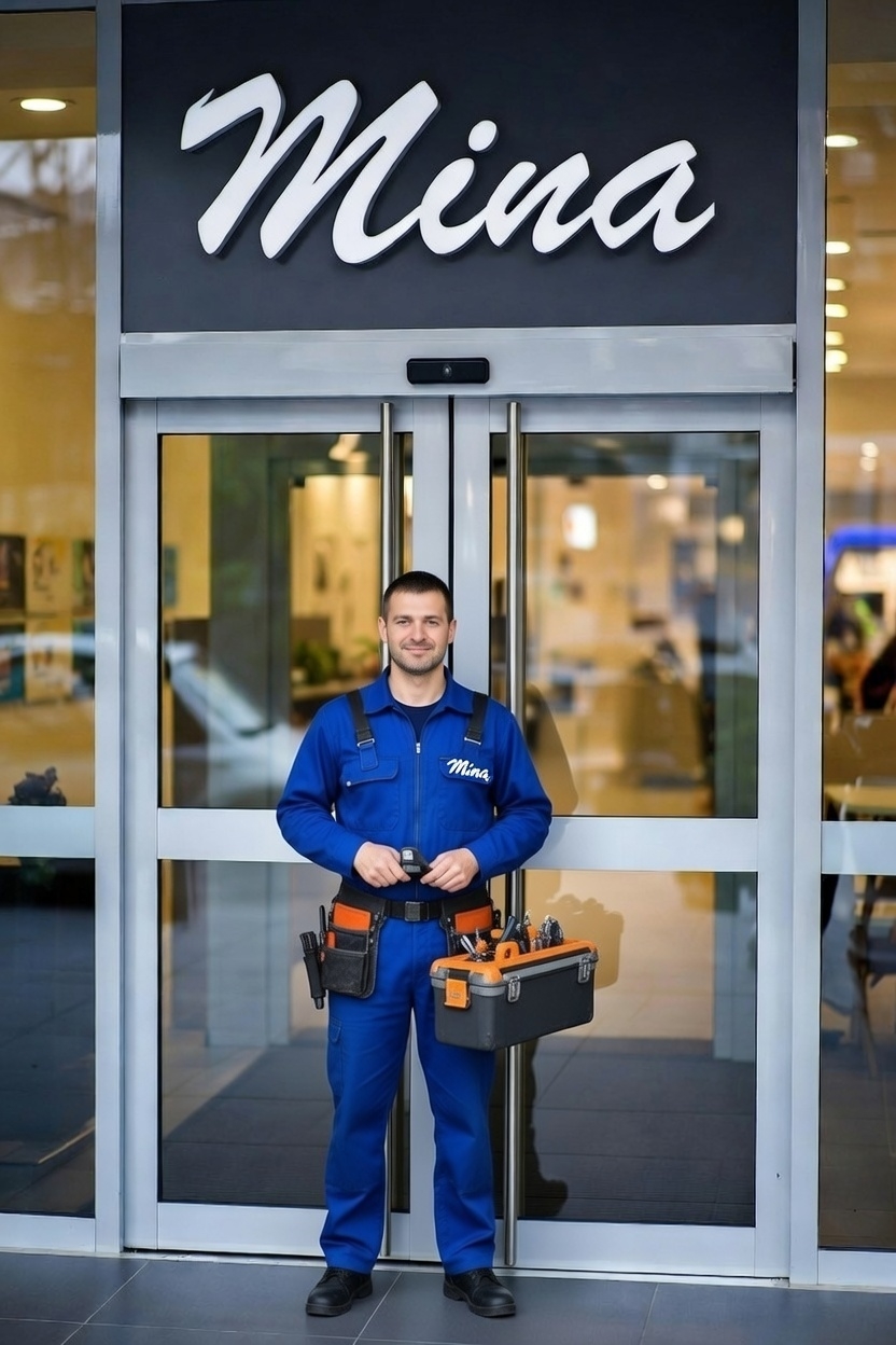 روی لباس تعمیر کار ارم مینا درب حک بشه